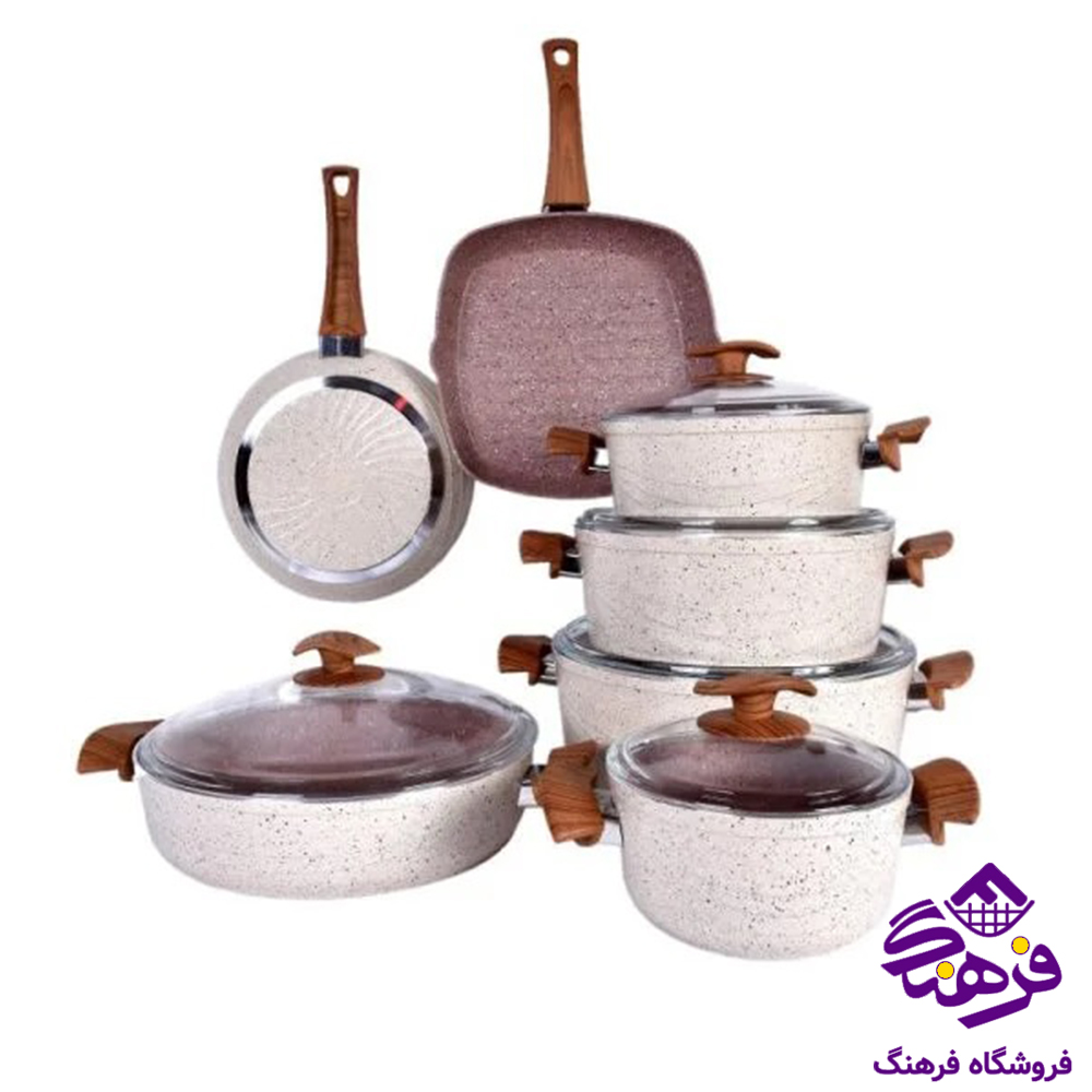 سرویس قابلمه پویان 12پارچه سووینگ  مدل Eviz کرم