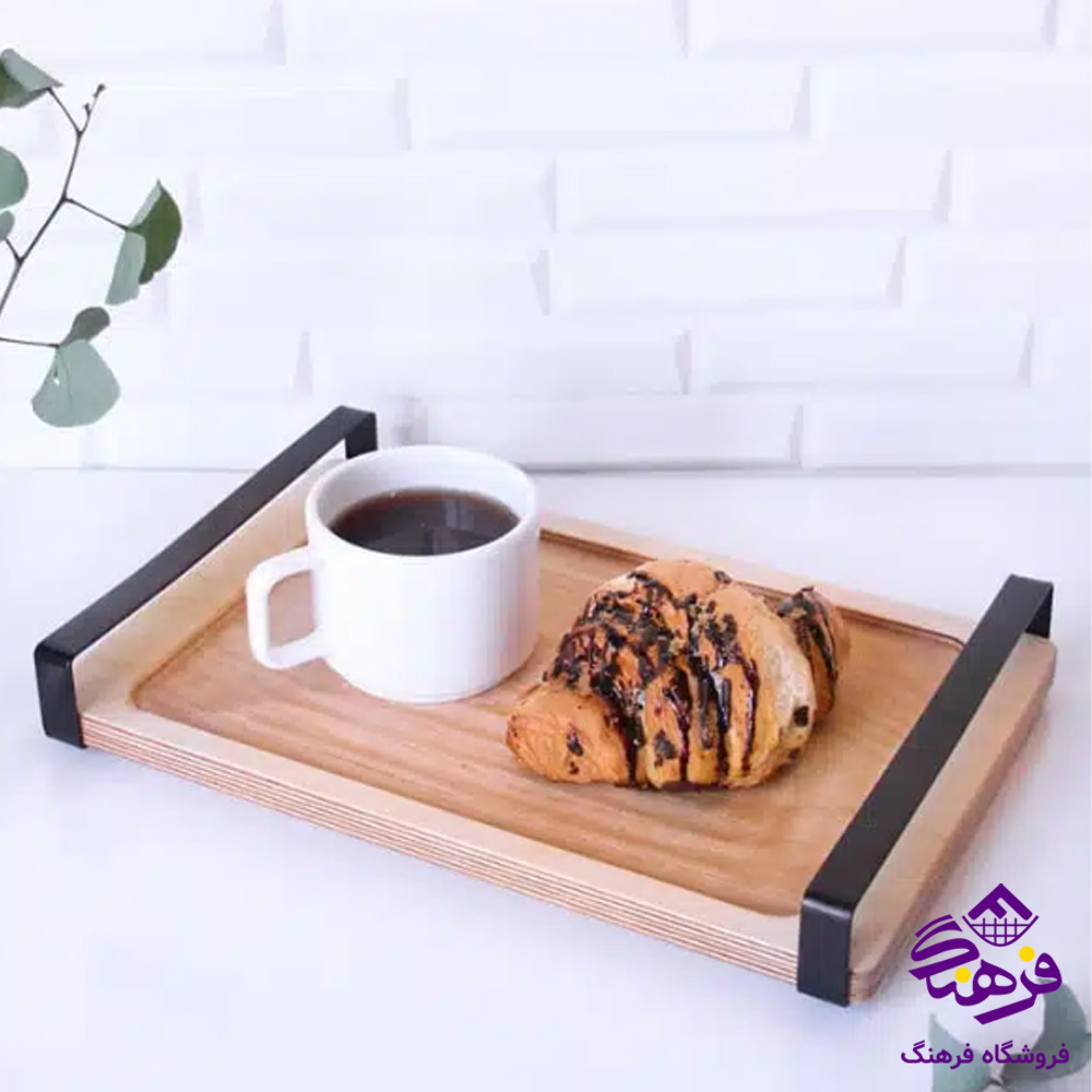 سینی رایکا چوبی ضد اب دسته فلزی بزرگ