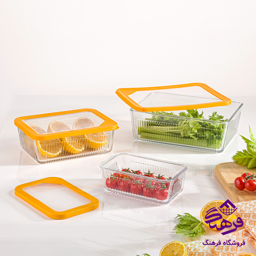 ست ظرف شیشه ای لیمون شیاردار دربدار