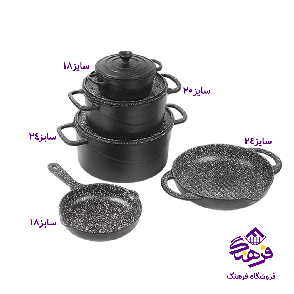 نالینو سرویس قابلمه 8 پارچه چدن Fico