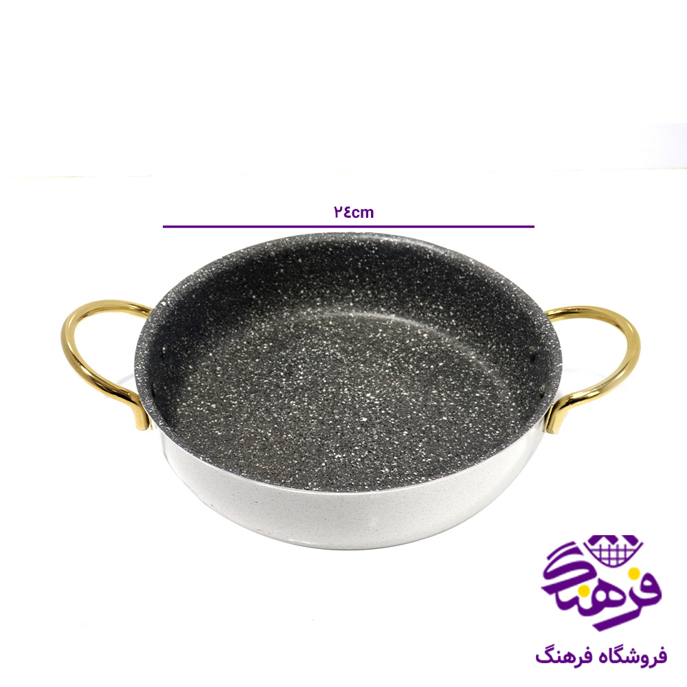 سرویس قابلمه کلاسیک 8 پارچه رنگ سفید دسته طلایی