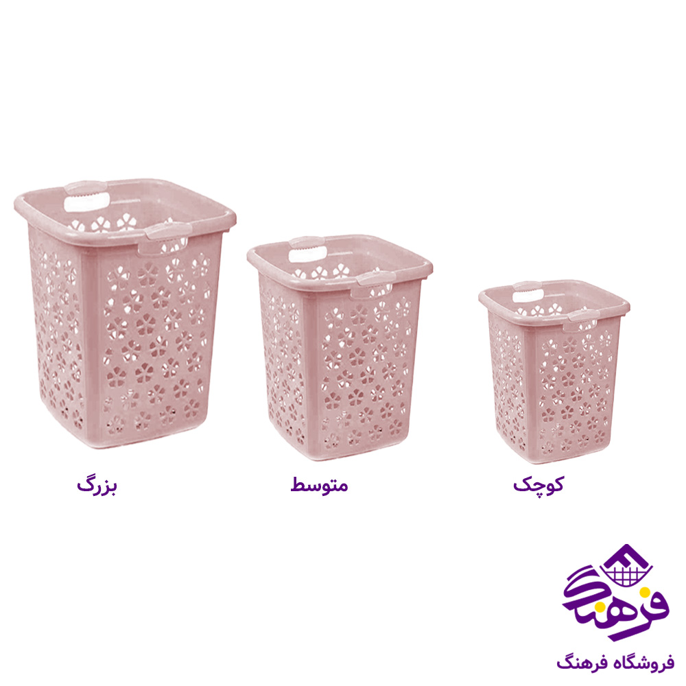 سبد رخت مربع سایز متوسط طرح ترگل تسا