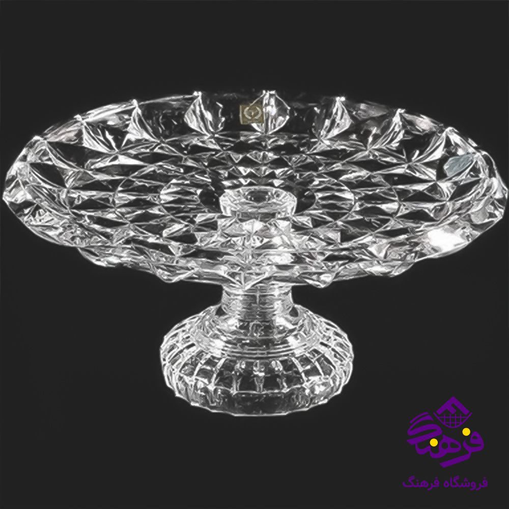 قاب شیرینی اکوامارین پایه دار کادو نوری (4دک)
