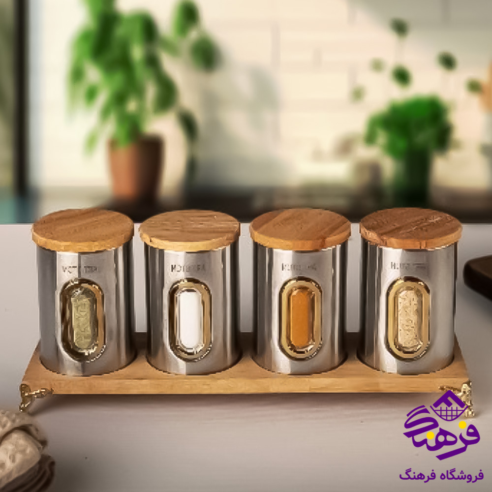 سرويس اشپزخانه ارتيستون 15پارچه استيل درب بامبو 156496