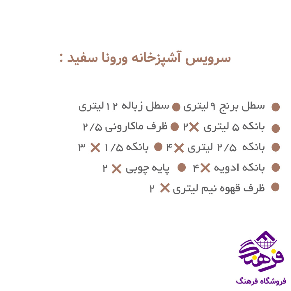 سرويس اشپزخانه ارتيستون 20پارچه ورونا سفيد 20818