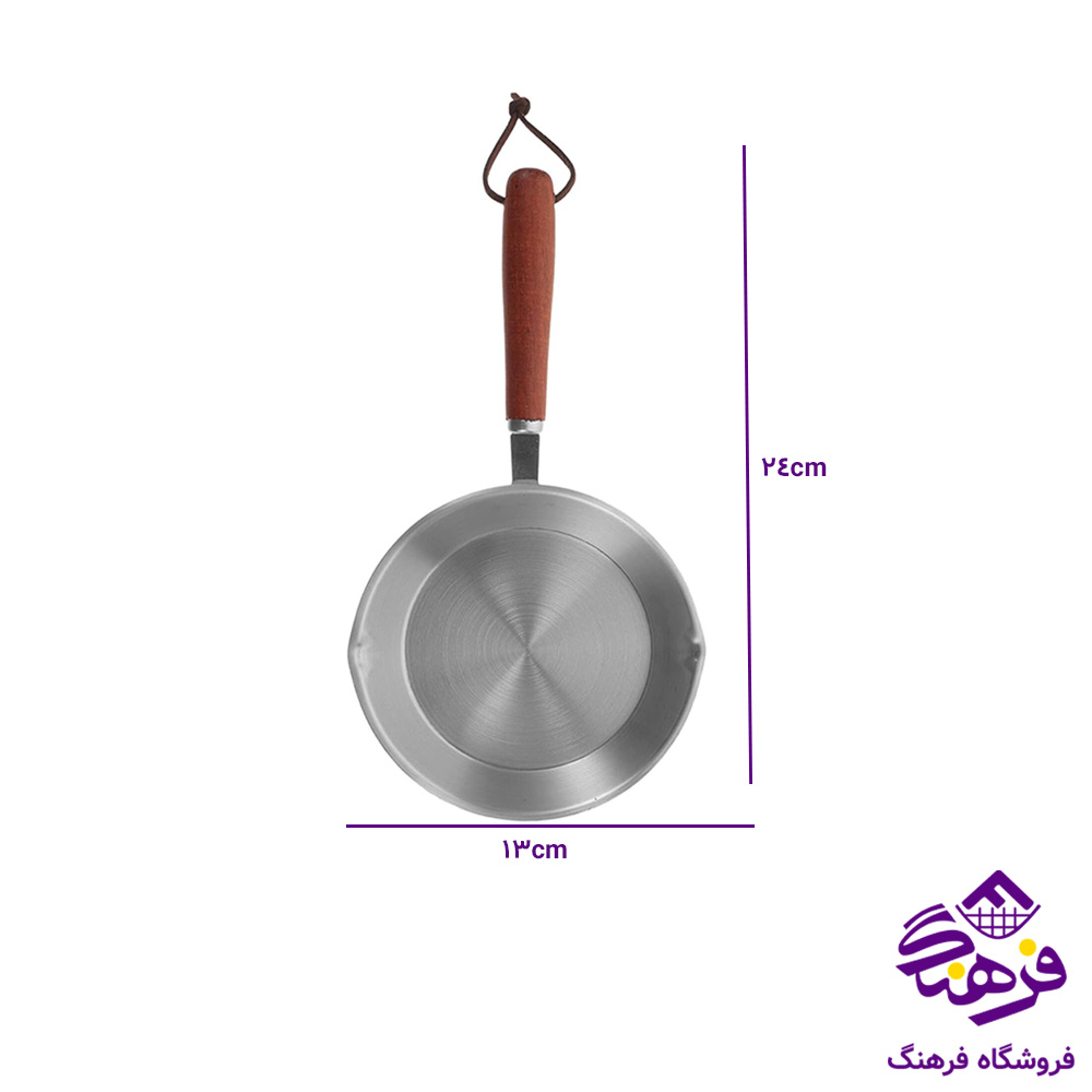 شیرجوش استیل 500میل دسته چوبی