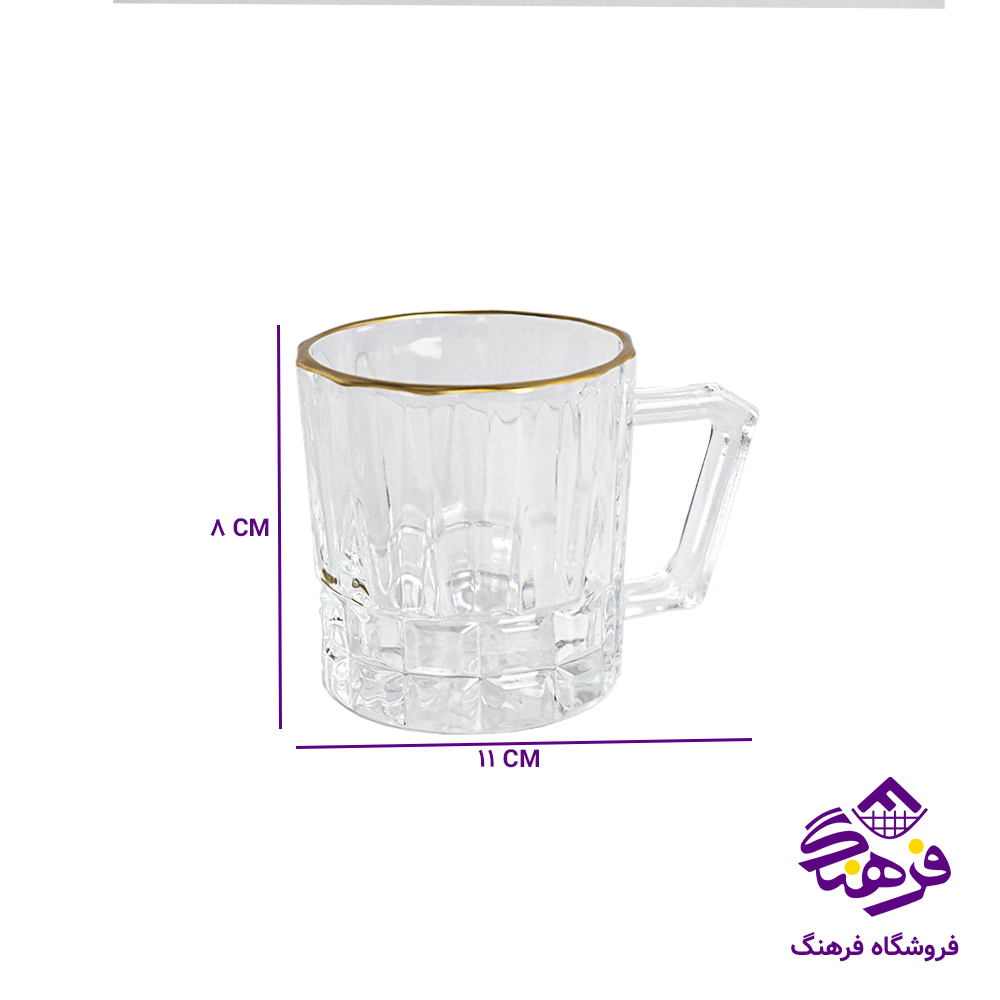 نیم لیوان اوا دسته دار زنگان لب طلا 8دک