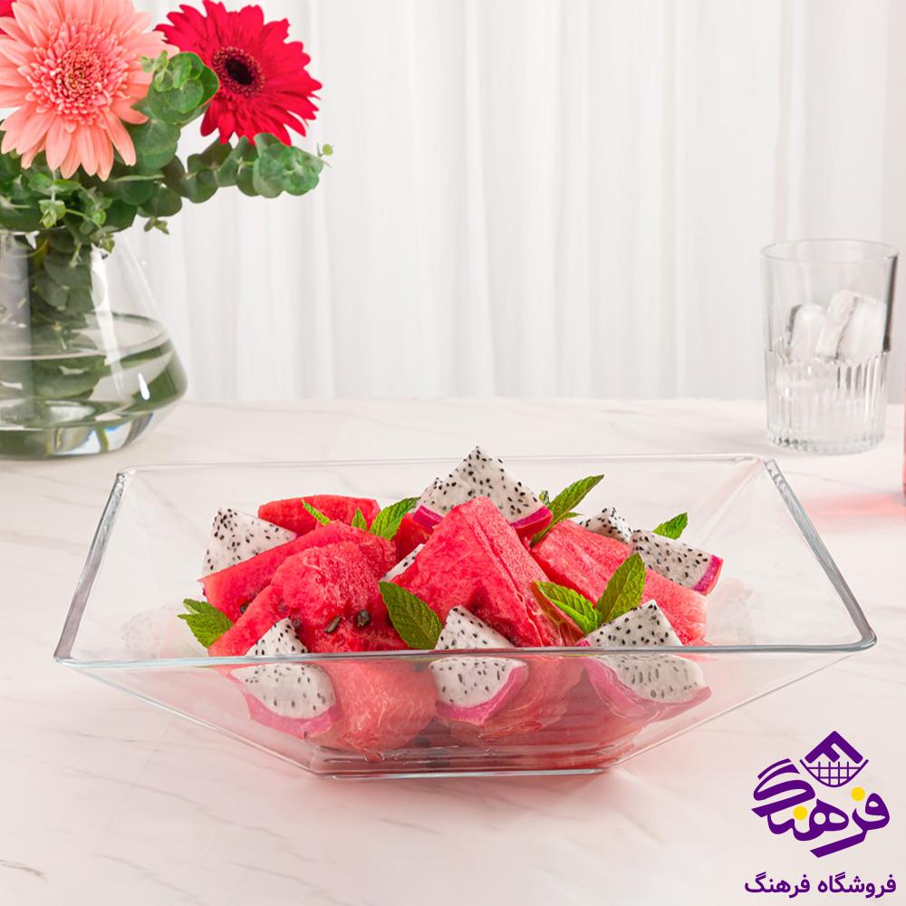 میوه خوری لیمون شیشه ای مربع