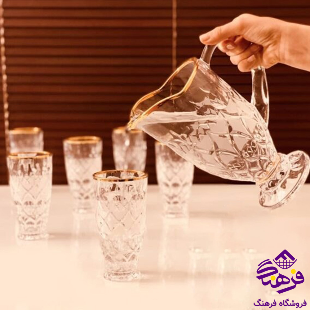 پارچ و لیوان چین انجلیکا لب طلا