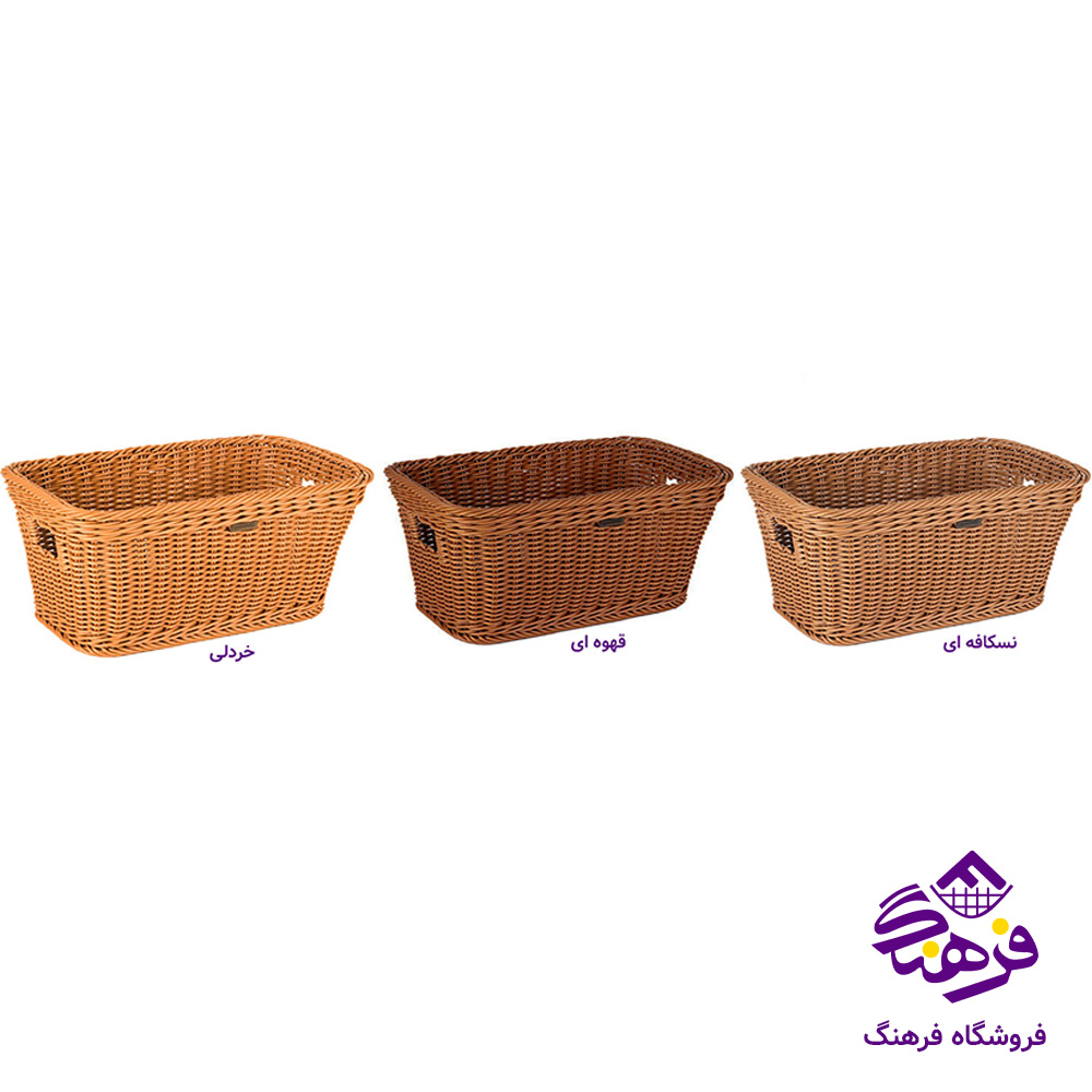 سبد بافت مستطیل طرح نرگس زیبا
