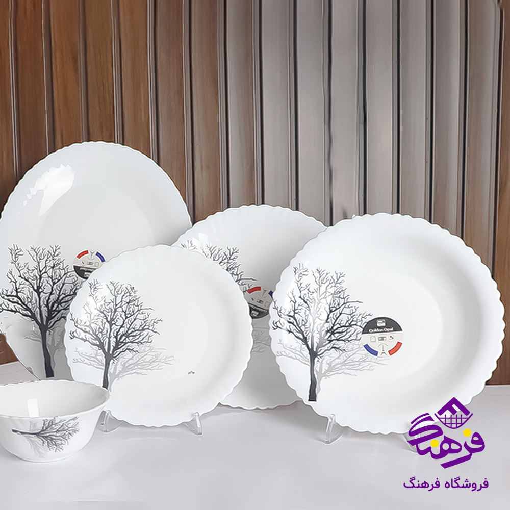 سرویس گلدن اپال 26پارچه کنگره تمبرشادو مشکی