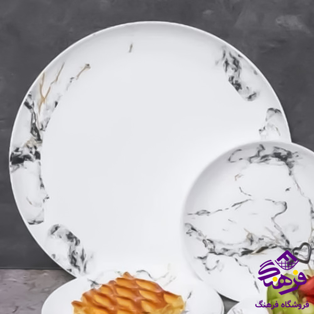 دیس گرد دیوالی ماربل مشکی گلدن اپال 12دک
