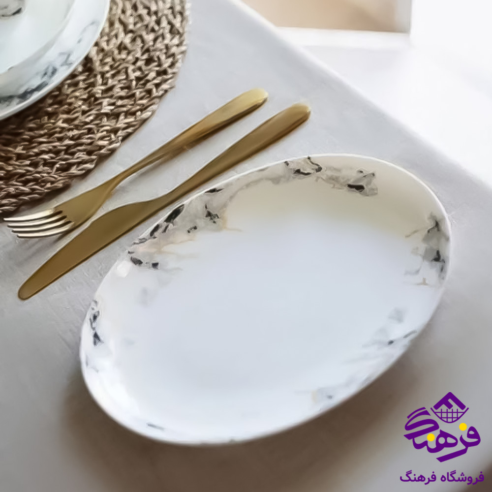 دیس بیضی دیوالی ماربل مشکی گلدن اپال 12دک