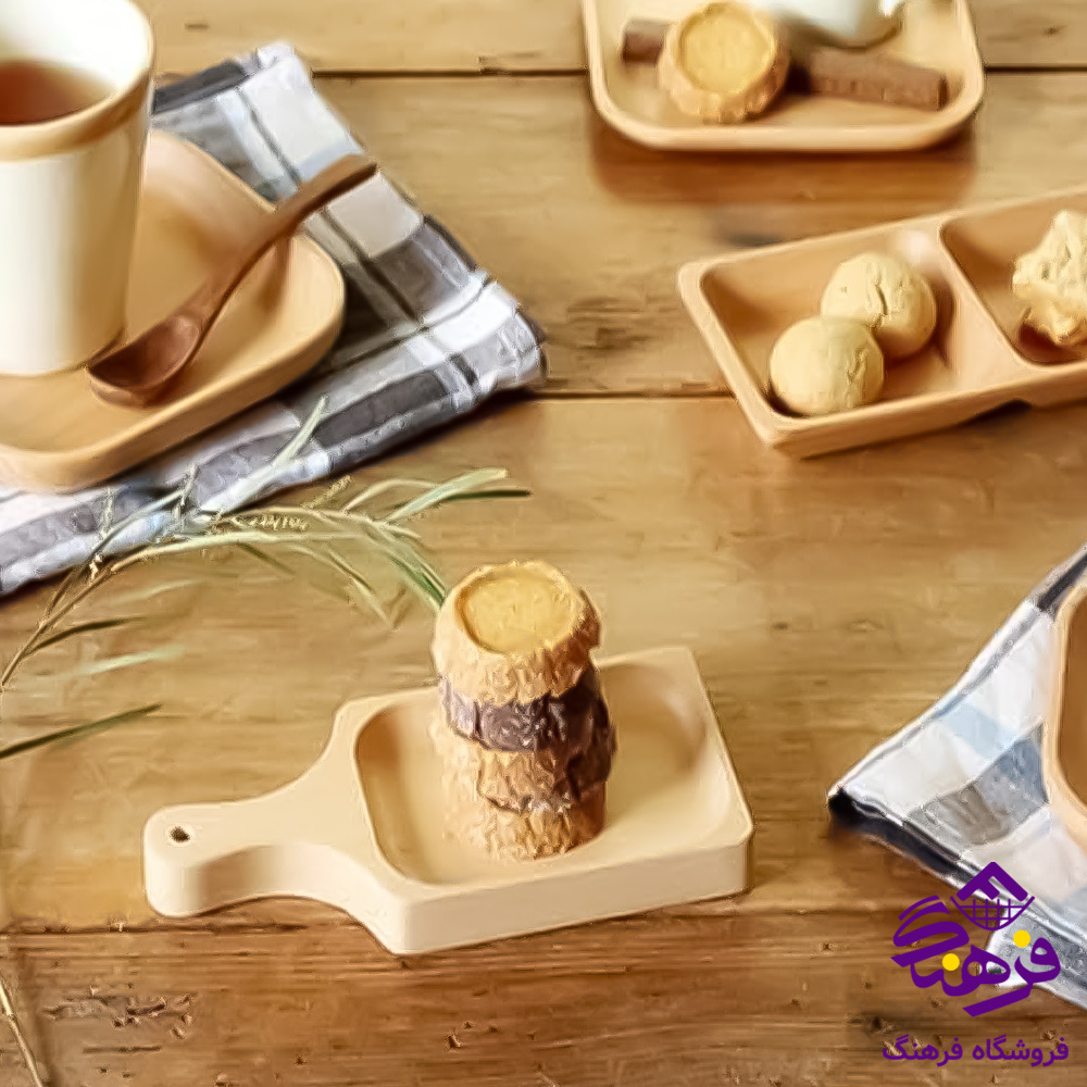 زیرلیوانی کالچر چوبی دسته دار مربع