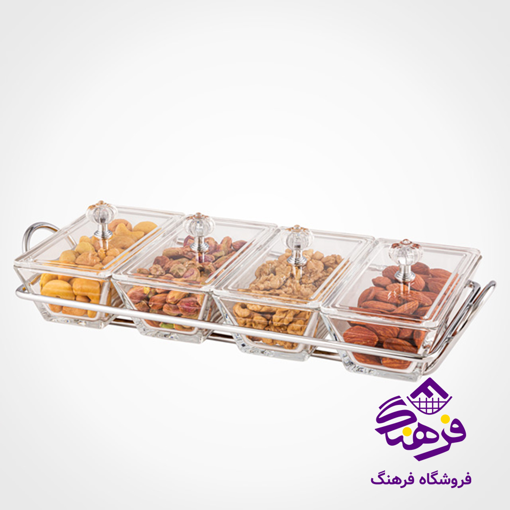 اردو خوری لیمون شیشه ای مستطیل 4خانه