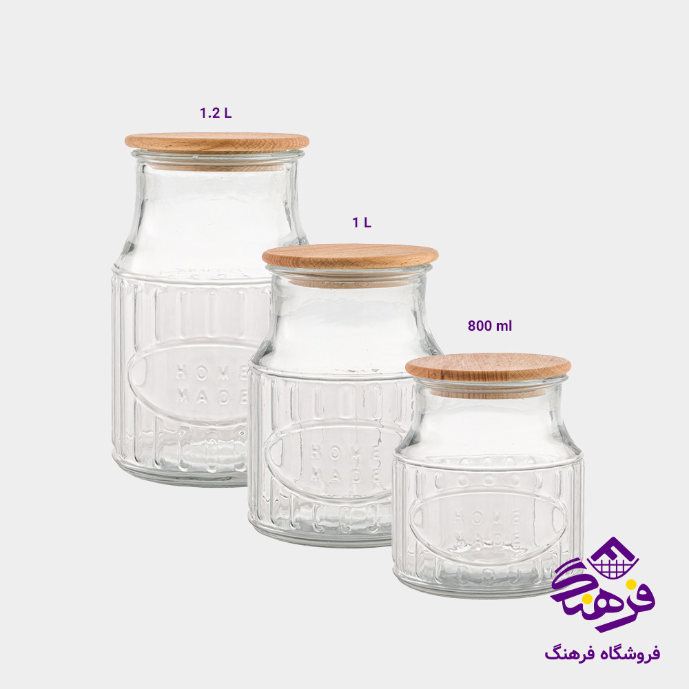 بانکه لیمون شیشه 1/2 درب چوبی