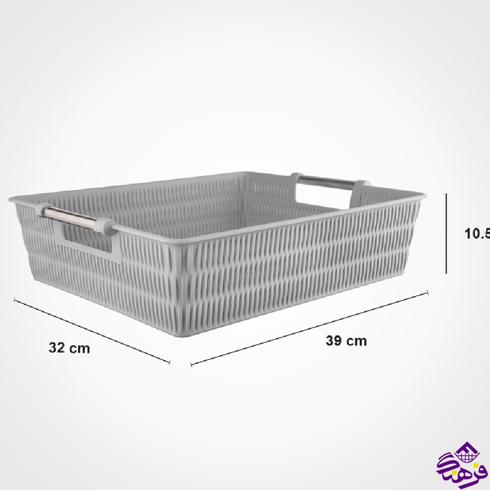 سبد دسته استیل طرح بامبو سایز 1 لیمون
