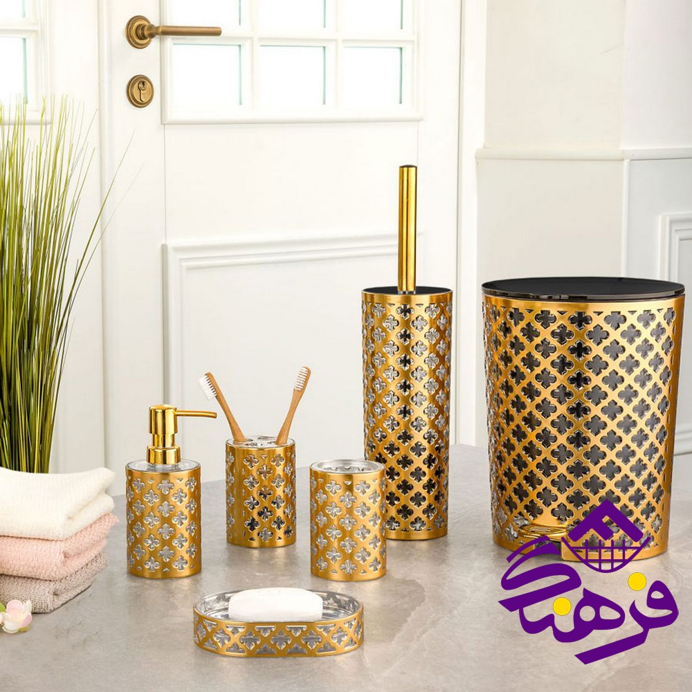 سرويس بهداشتي ليمون طرح ماربل - گل مشکي