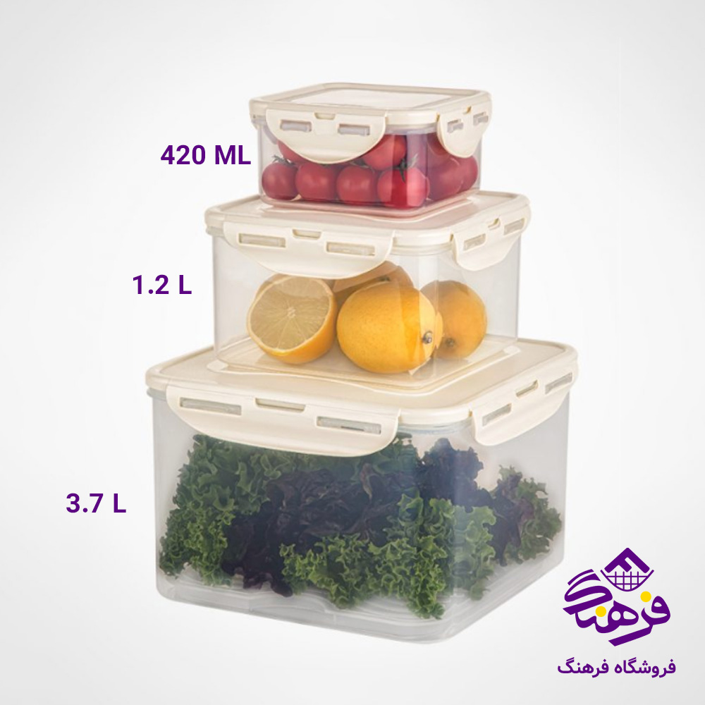 ظرف نگهدارنده مربع 6 پارچه لیمون
