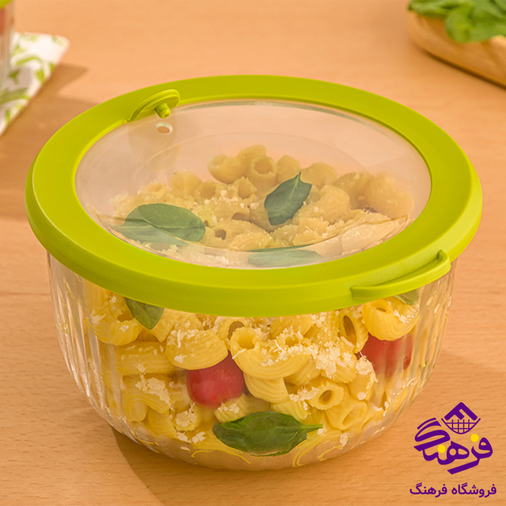 کاسه لیمون شیشه ای شیاردار دربدار گرد