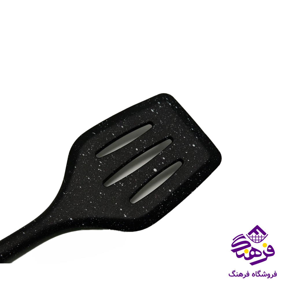 کفگیر برگردان شنگیا شیاردار سیلیکونی مشکی