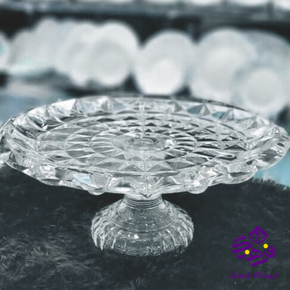 قاب شیرینی اکوامارین پایه دار کادو نوری (4دک)