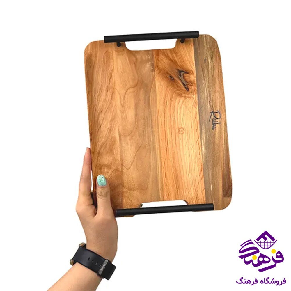 سینی رایکا چوبی دسته فلز مستطیل و گرد کوچک