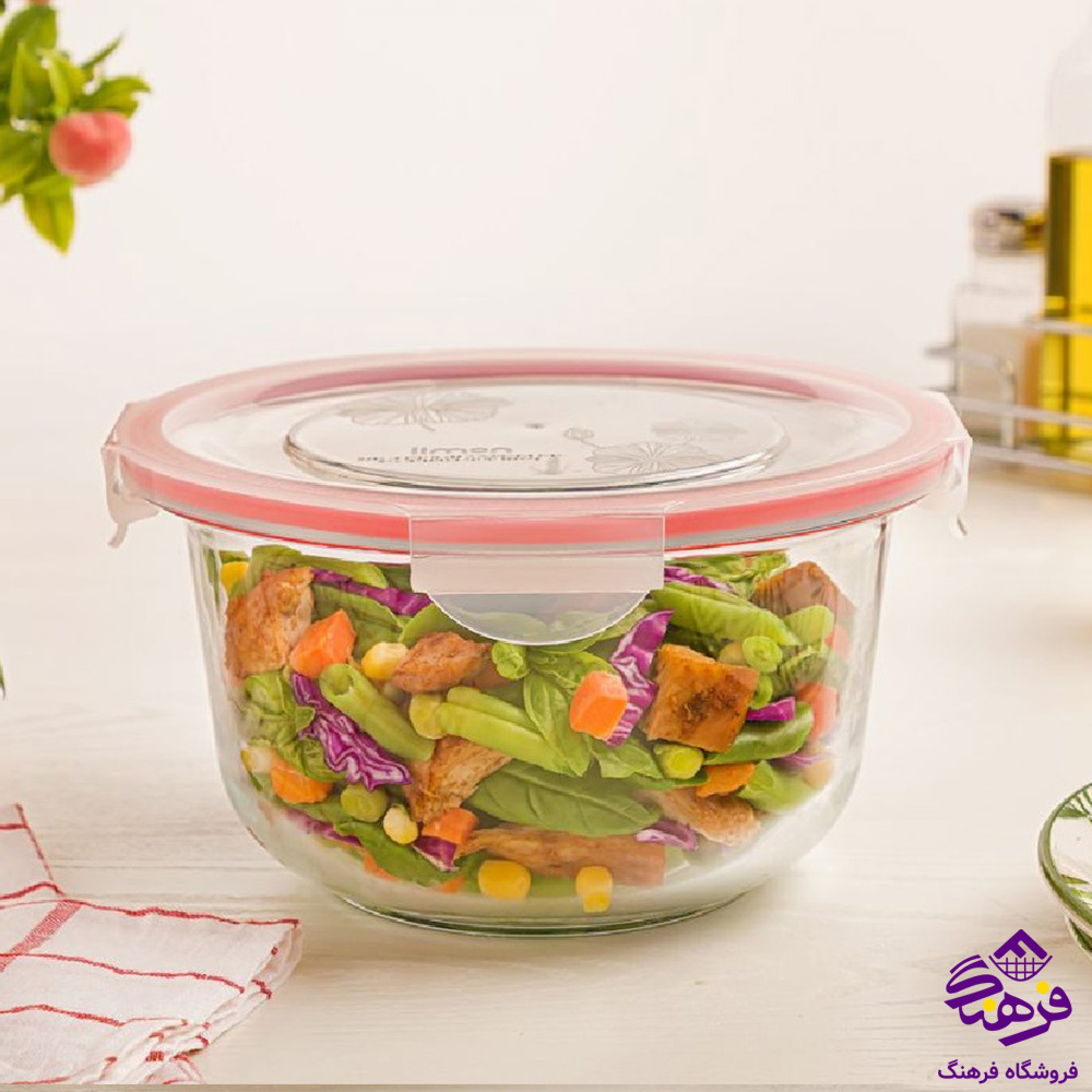ظرف شیشه ای لیمون دربدار 2گرد