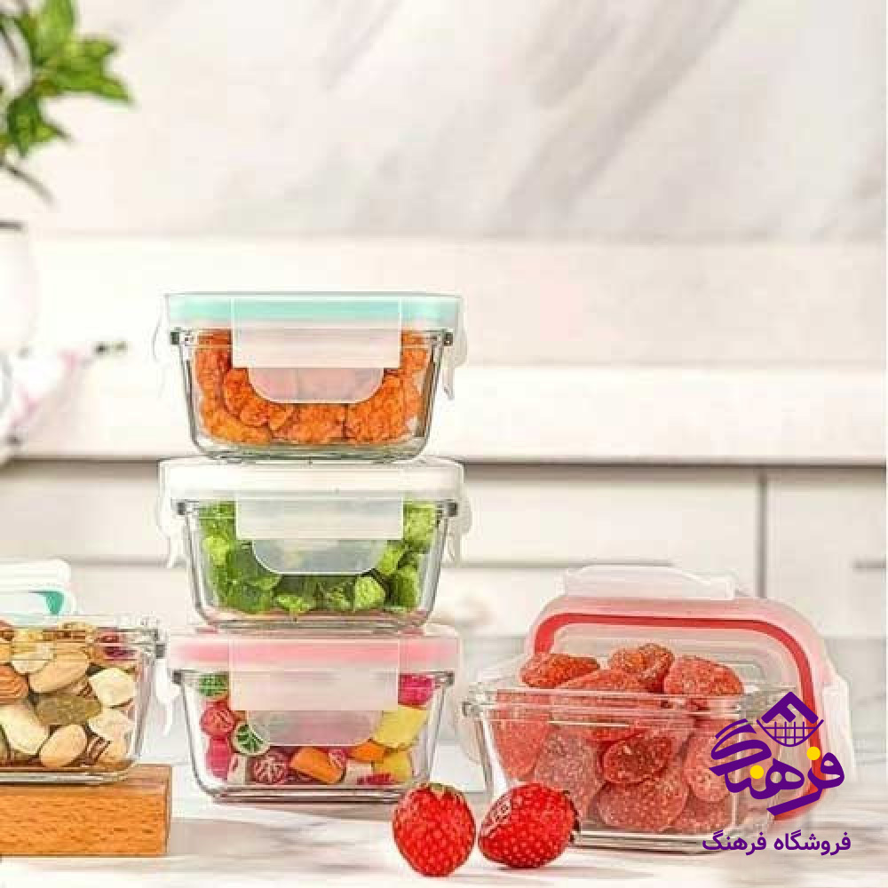 ظرف شیشه ای لیمون 180مستطیل