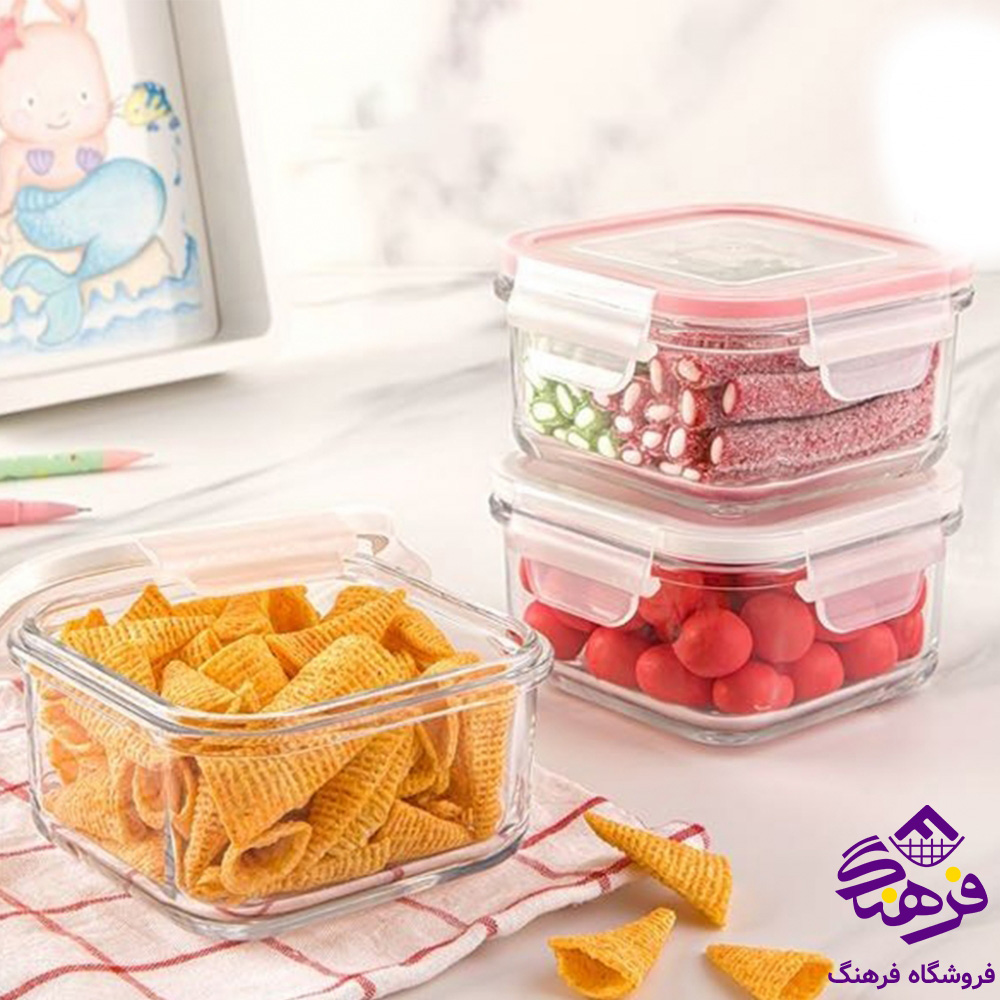 ظرف شیشه ای لیمون 440مربع