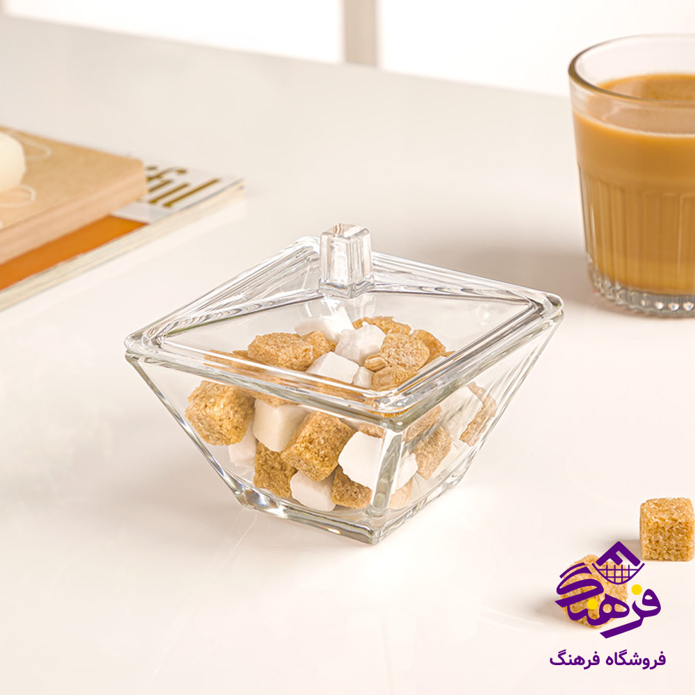قندان لیمون شیشه ای مربع