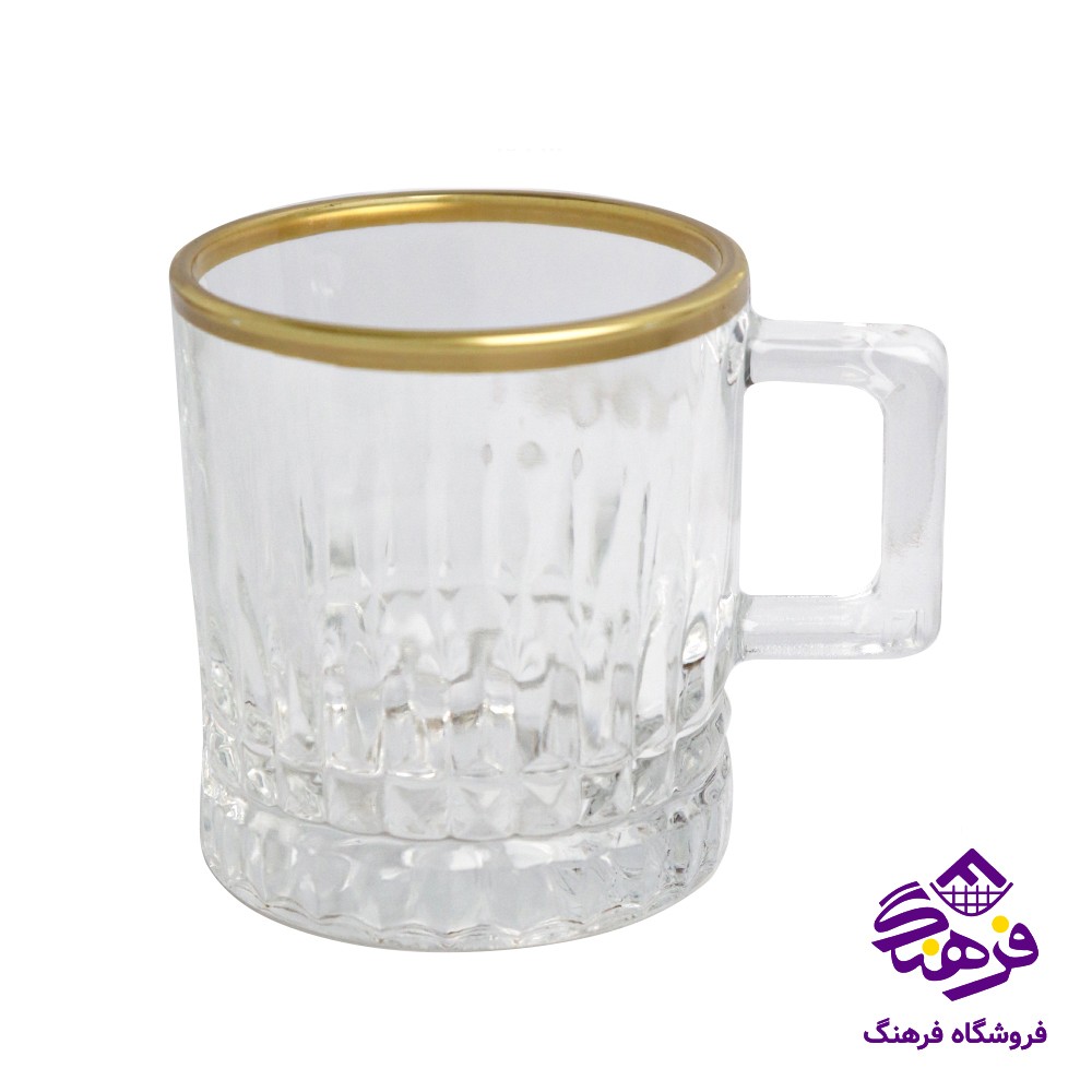 نیم لیوان جانا دسته دار زنگان لب طلا 8دک
