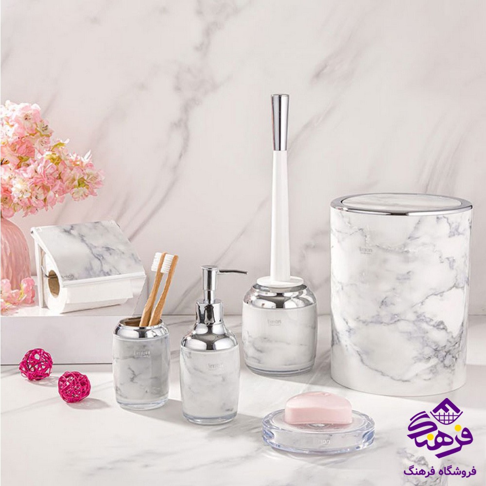 سرويس بهداشتي ليمون طرح ماربل - گل مشکي