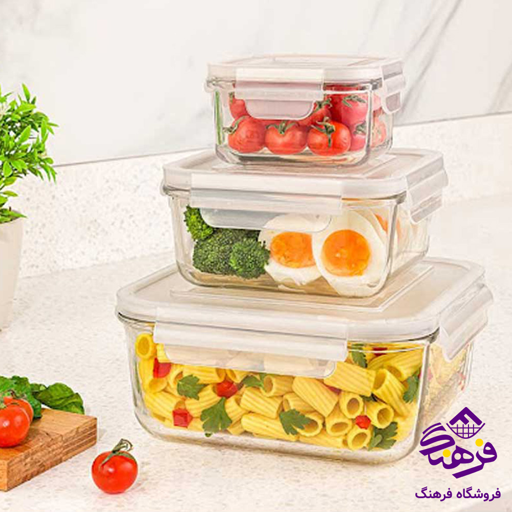 ست ظرف شیشه ای لیمون 6پارچه مربع